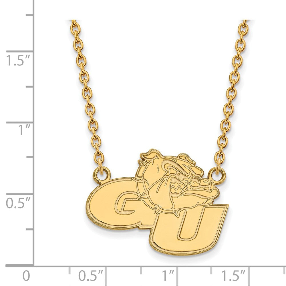 Alternate view of the 14k Gold Plated Silver Gonzaga U Large Pendant Necklace by The Black Bow Jewelry Co.