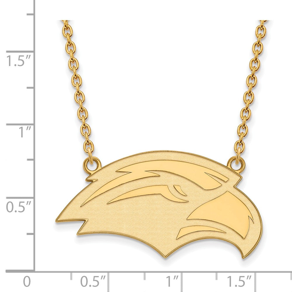 Alternate view of the 14k Gold Plated Silver Southern Miss Large Pendant Necklace by The Black Bow Jewelry Co.