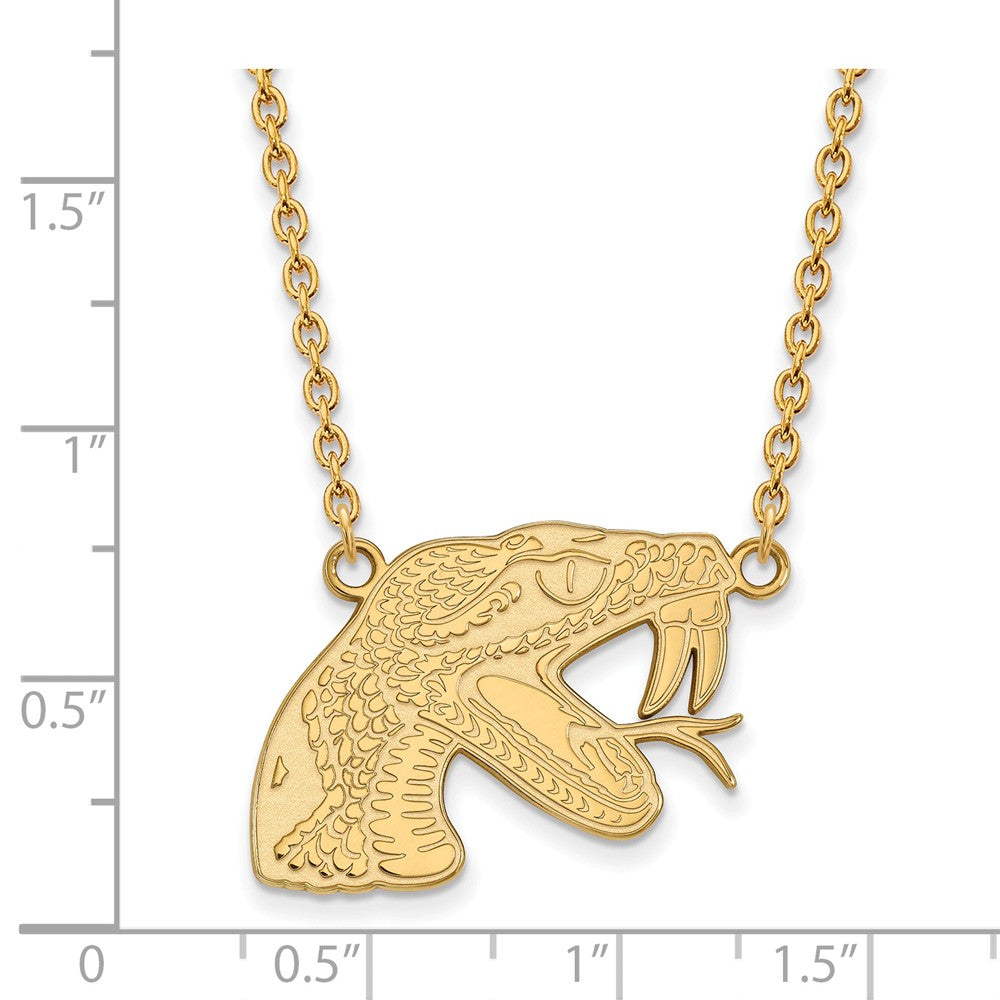 Alternate view of the 14k Gold Plated Silver Florida A&amp;M U Large Pendant Necklace by The Black Bow Jewelry Co.