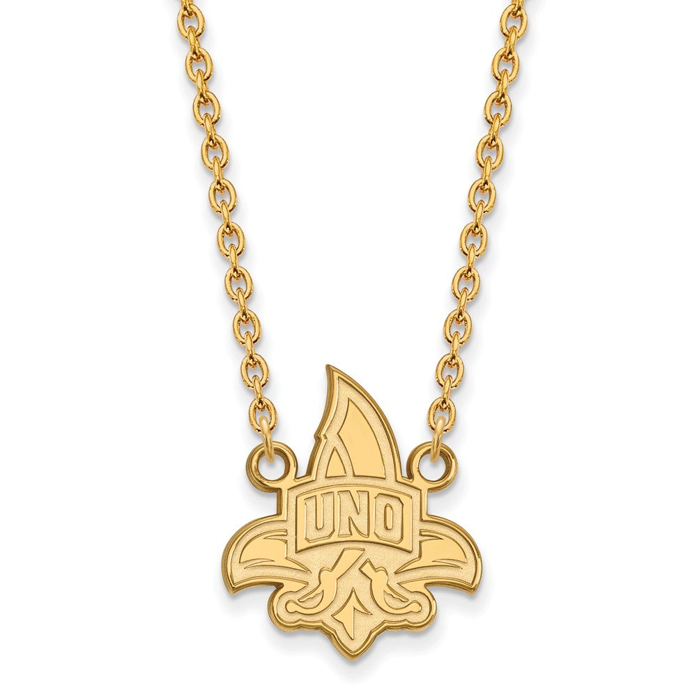 14k Gold Plated Silver U of New Orleans Large Pendant Necklace, Item N12470 by The Black Bow Jewelry Co.