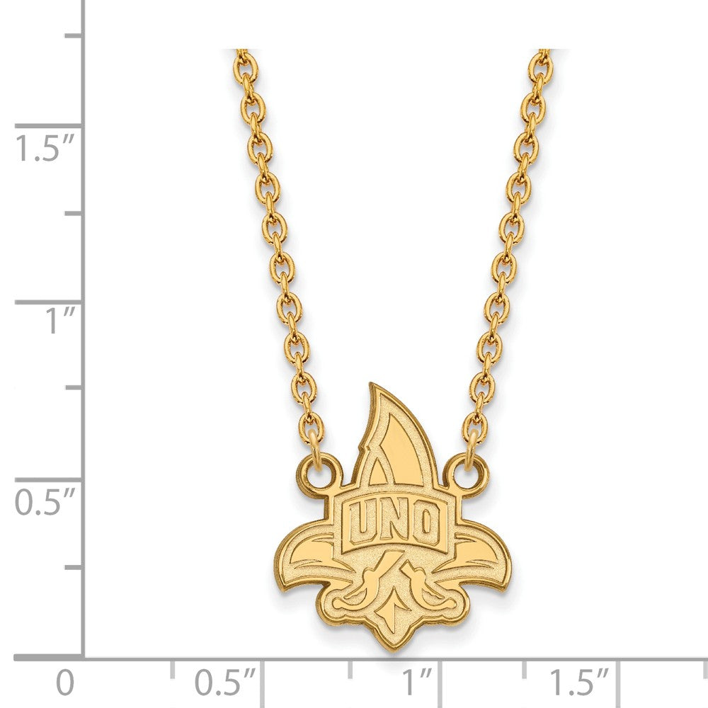 Alternate view of the 14k Gold Plated Silver U of New Orleans Large Pendant Necklace by The Black Bow Jewelry Co.