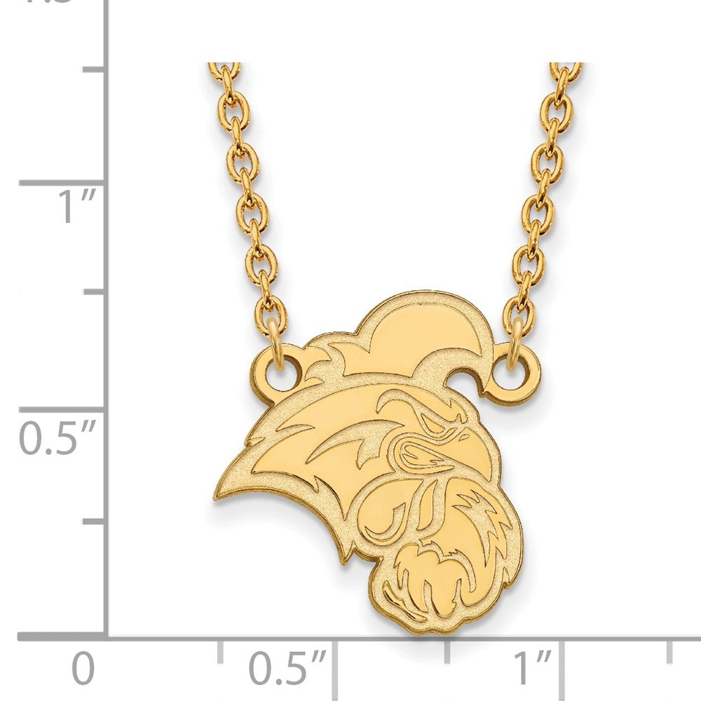 Alternate view of the 14k Gold Plated Silver Coastal Carolina U Large Pendant Necklace by The Black Bow Jewelry Co.
