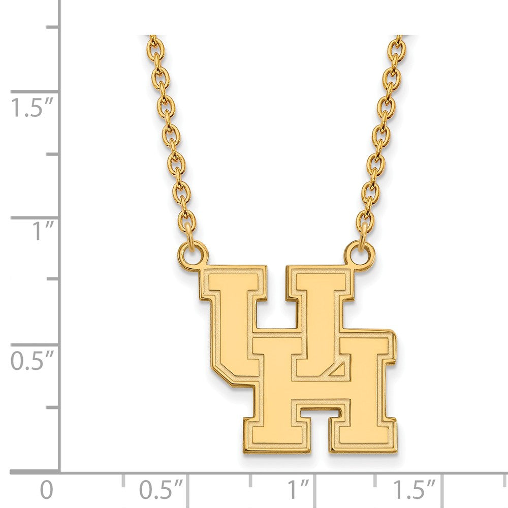 Alternate view of the 14k Gold Plated Silver U of Houston Large Pendant Necklace by The Black Bow Jewelry Co.