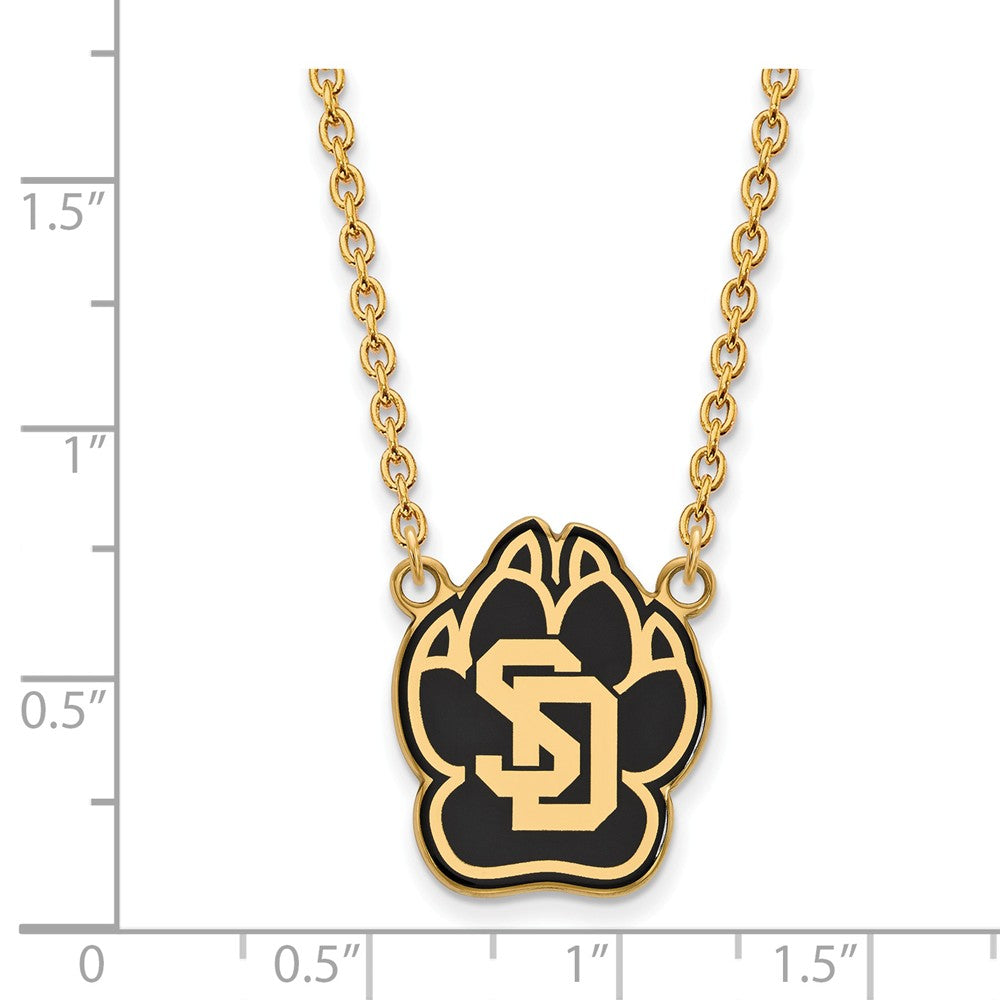 Alternate view of the 14k Gold Plated Silver South Dakota Lg Enameled Pendant Necklace by The Black Bow Jewelry Co.