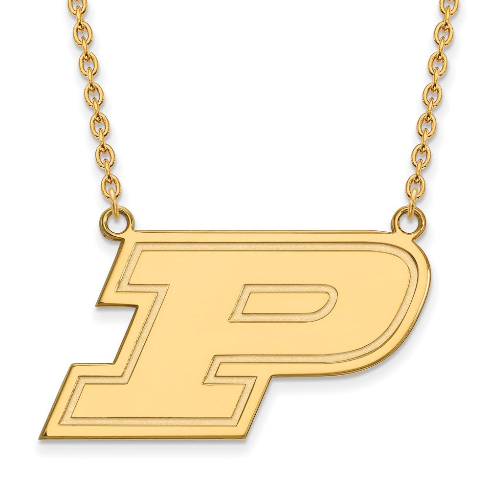 14k Gold Plated Silver Purdue Large Initial P Pendant Necklace, Item N12516 by The Black Bow Jewelry Co.