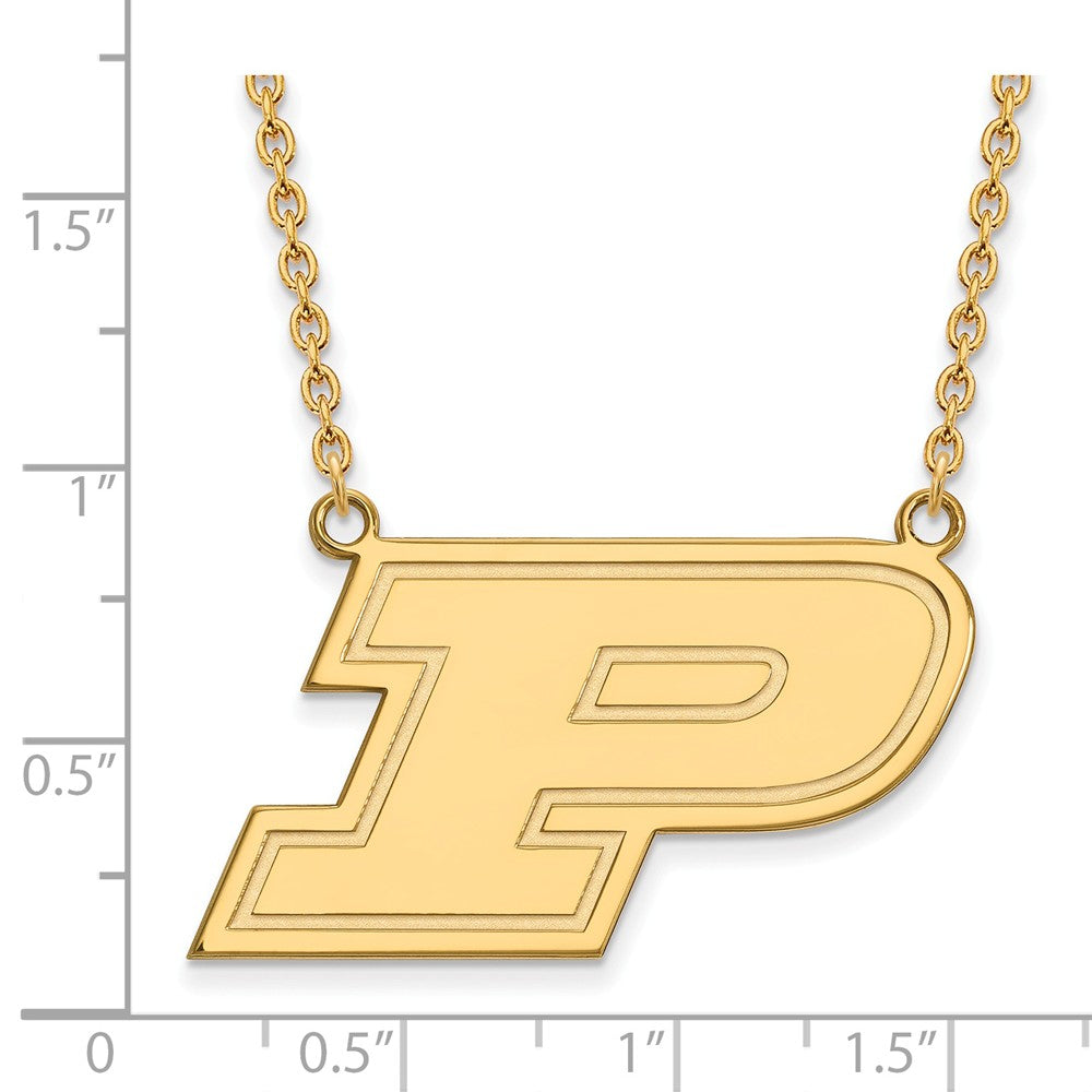 Alternate view of the 14k Gold Plated Silver Purdue Large Initial P Pendant Necklace by The Black Bow Jewelry Co.