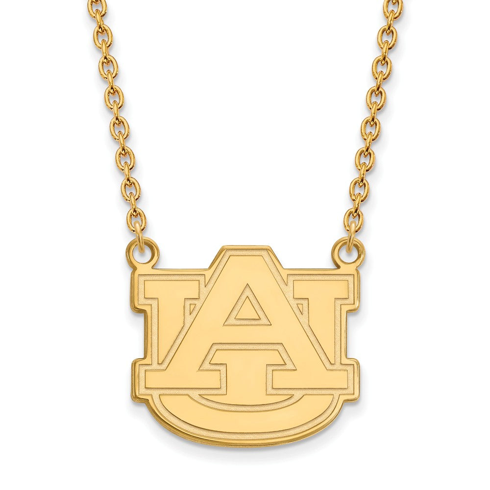 14k Gold Plated Silver Auburn U Large &#39;AU&#39; Pendant Necklace, Item N12520 by The Black Bow Jewelry Co.