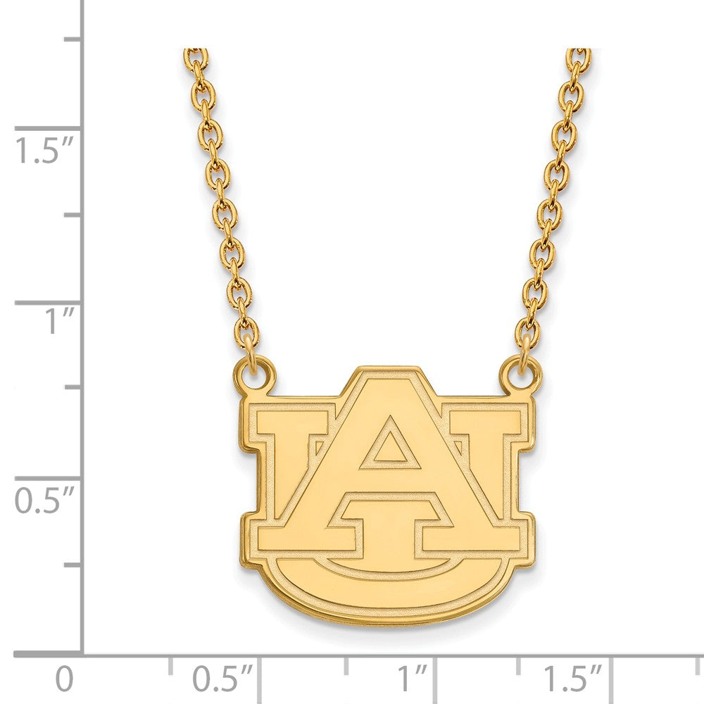 Alternate view of the 14k Gold Plated Silver Auburn U Large &#39;AU&#39; Pendant Necklace by The Black Bow Jewelry Co.
