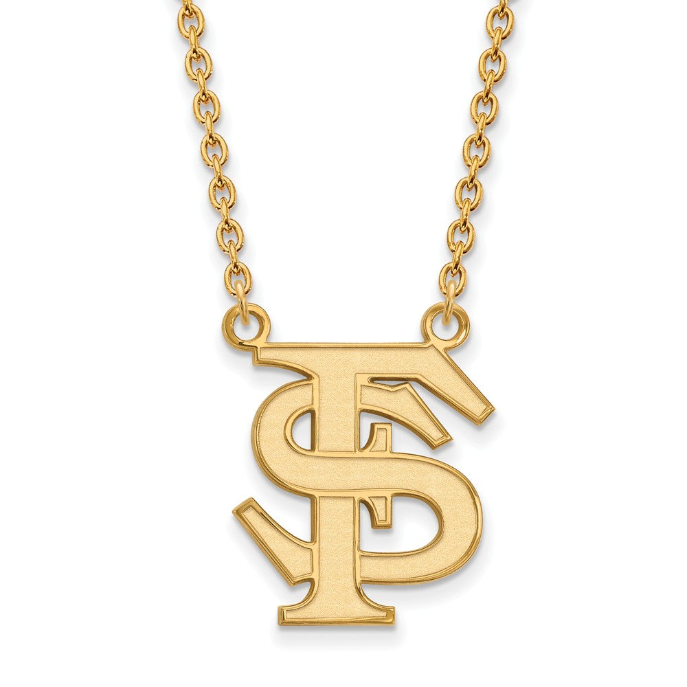 14k Gold Plated Silver Florida State Large &#39;FS&#39; Pendant Necklace, Item N12522 by The Black Bow Jewelry Co.