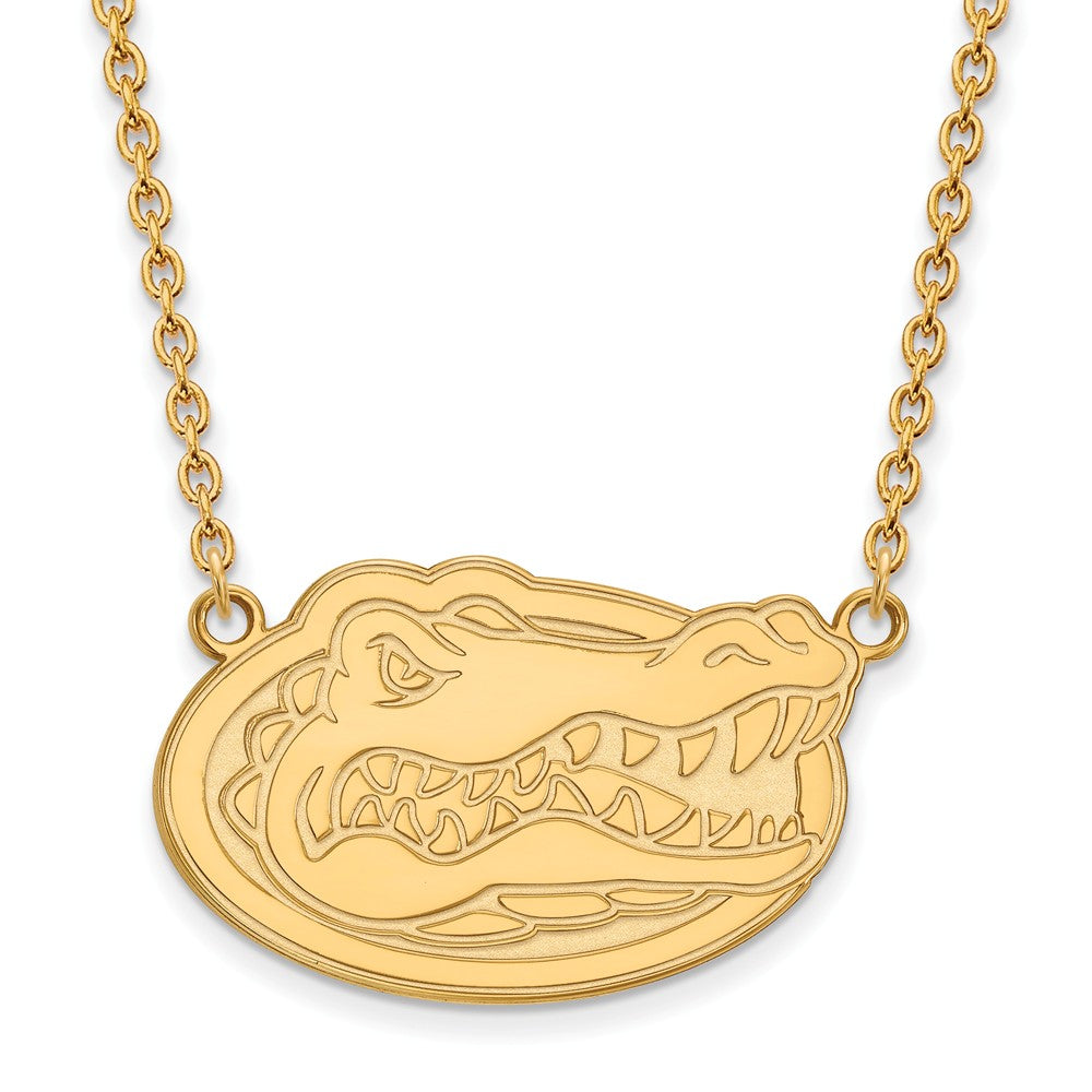 14k Gold Plated Silver U of Florida Large Gator Pendant Necklace, Item N12532 by The Black Bow Jewelry Co.