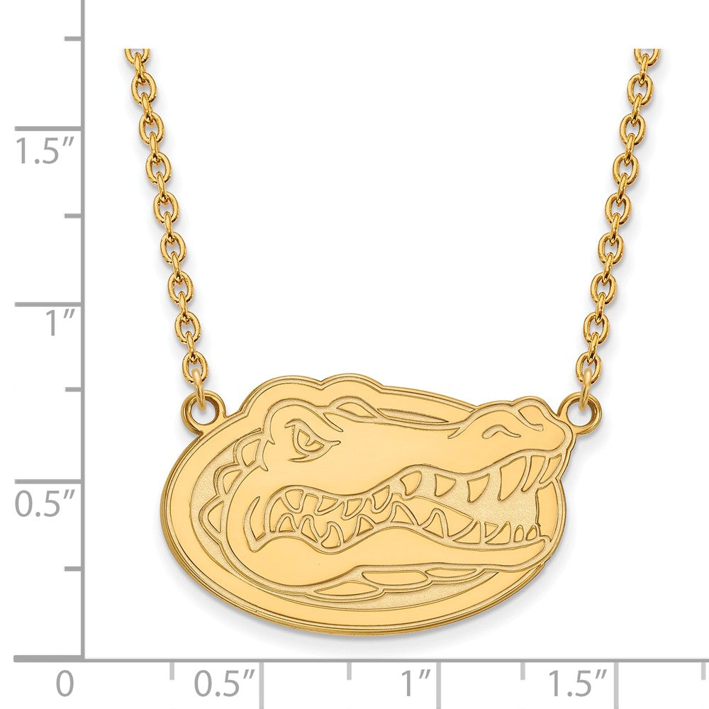 Alternate view of the 14k Gold Plated Silver U of Florida Large Gator Pendant Necklace by The Black Bow Jewelry Co.