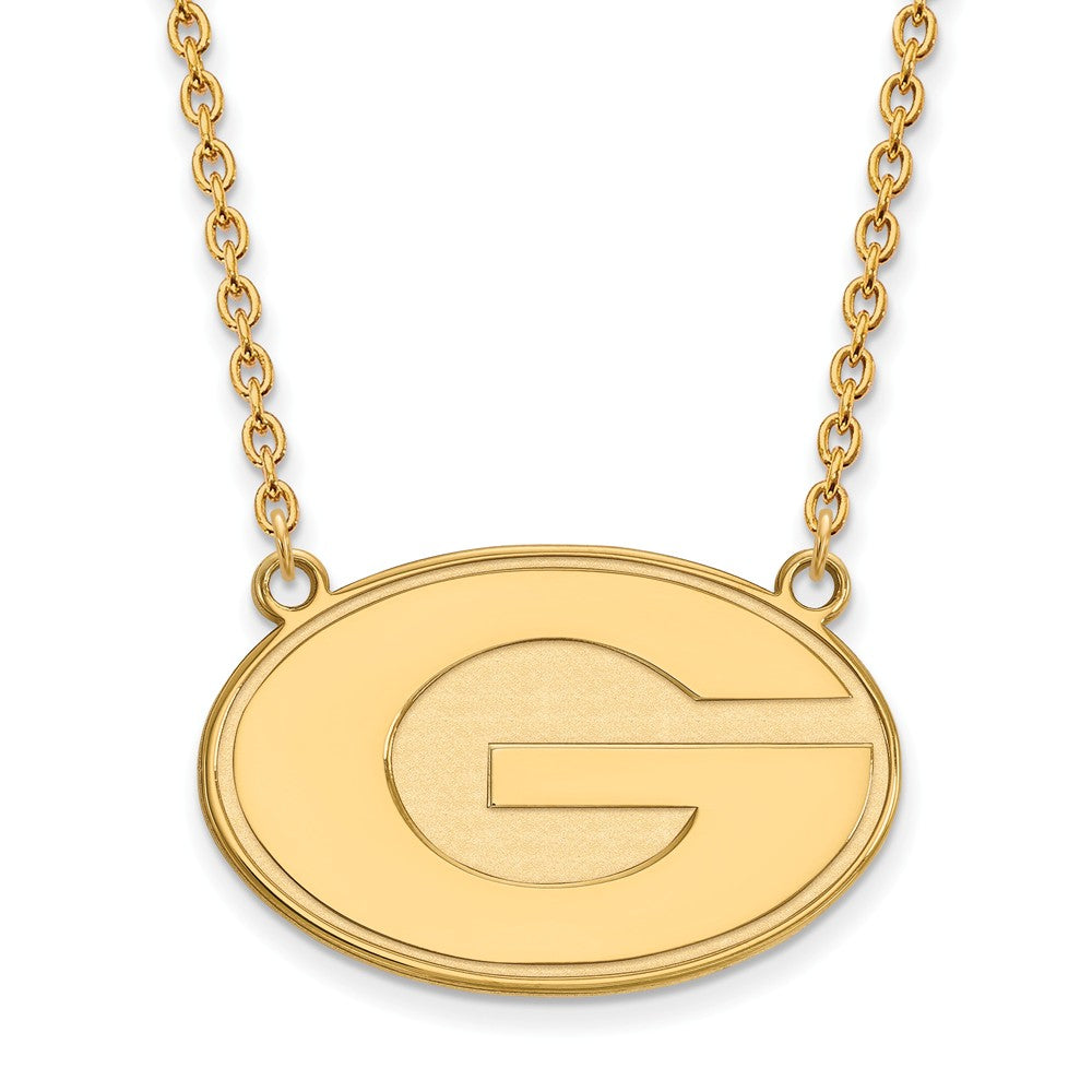 14k Gold Plated Silver U of Georgia Large &#39;G&#39; Pendant Necklace, Item N12533 by The Black Bow Jewelry Co.