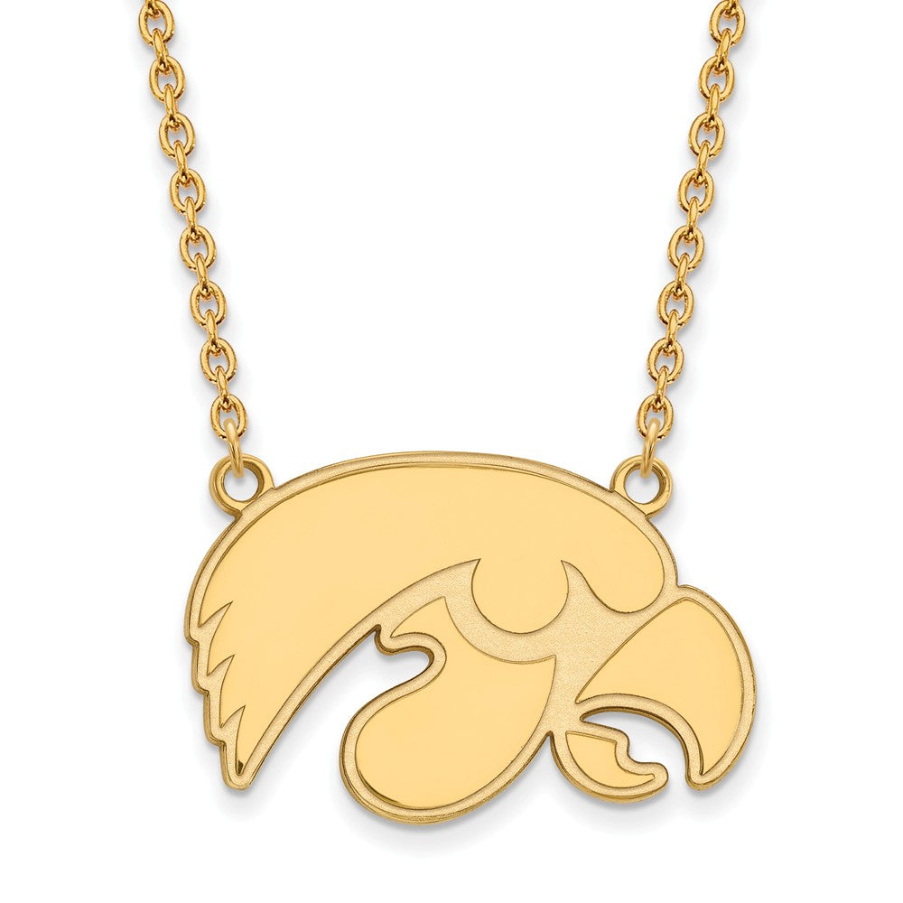 14k Gold Plated Silver U of Iowa Hawkeye Pendant Necklace, Item N12534 by The Black Bow Jewelry Co.