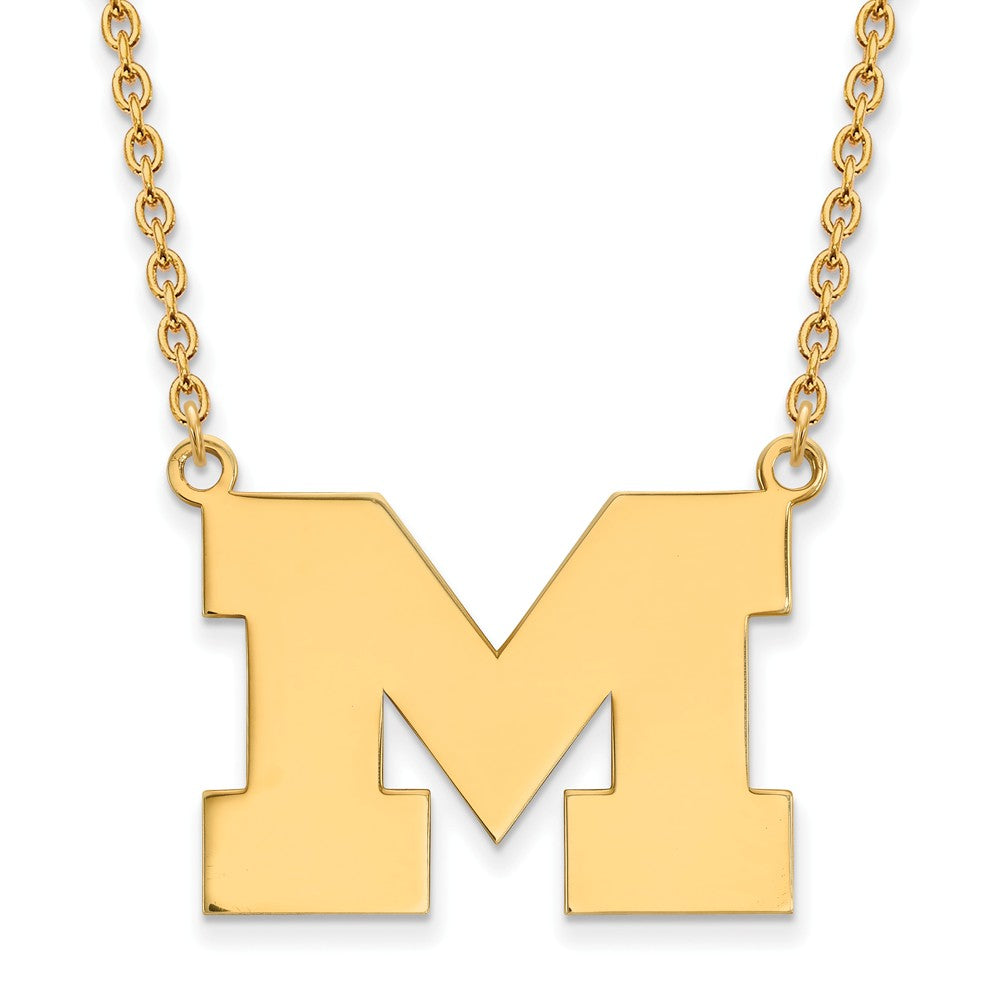 14k Gold Plated Silver U of Michigan Large Initial M Pendant Necklace, Item N12537 by The Black Bow Jewelry Co.