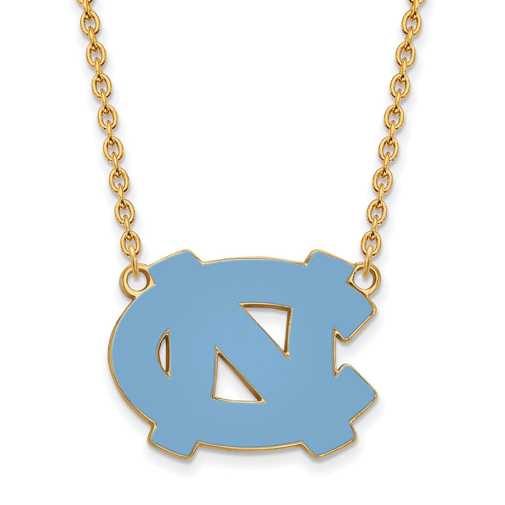 14k Gold Plated Silver North Carolina Large &#39;NC&#39; Pendant Necklace, Item N12541 by The Black Bow Jewelry Co.