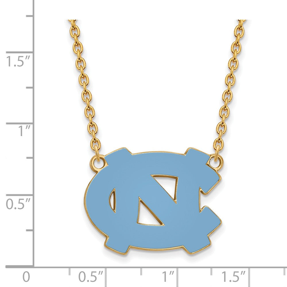 Alternate view of the 14k Gold Plated Silver North Carolina Large &#39;NC&#39; Pendant Necklace by The Black Bow Jewelry Co.