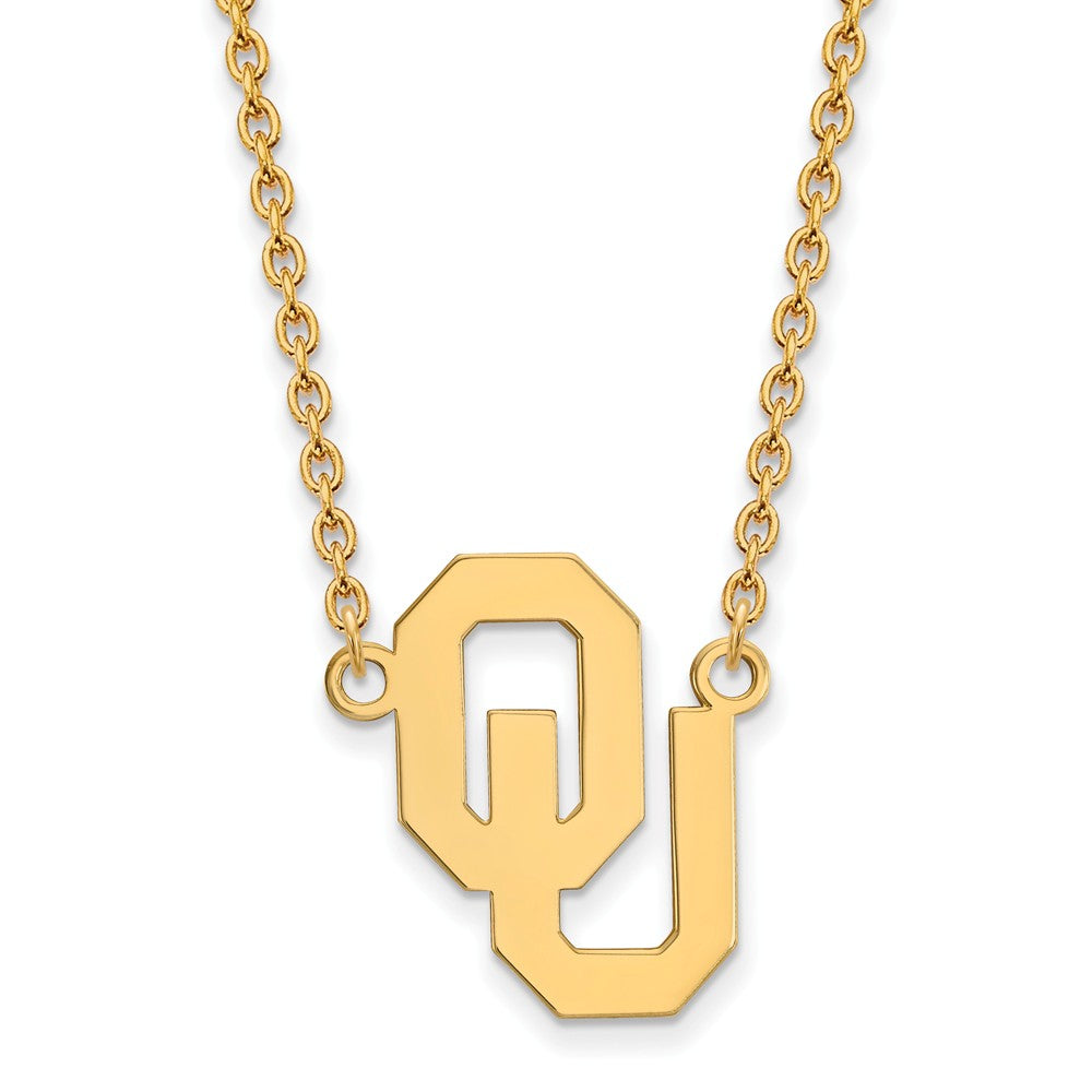 14k Gold Plated Silver Oklahoma OU Large Pendant Necklace, Item N12542 by The Black Bow Jewelry Co.