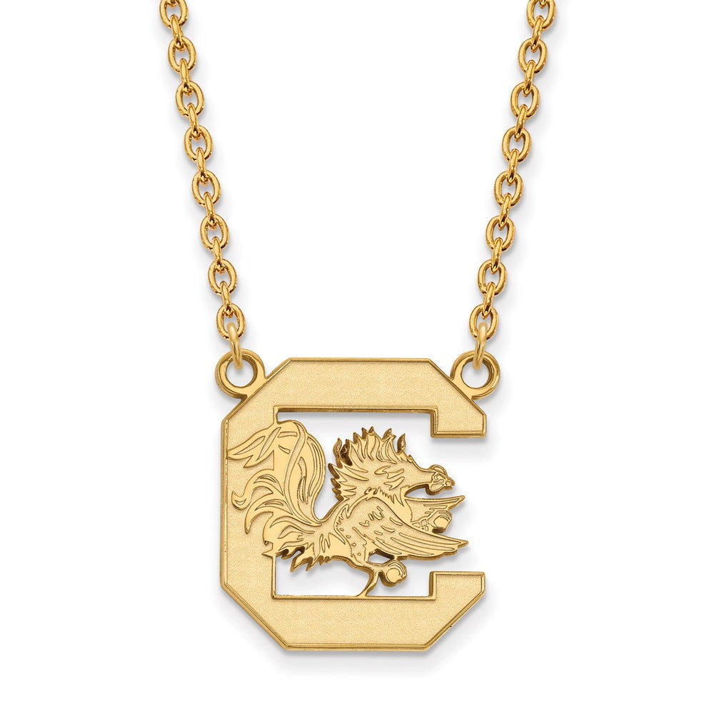 14k Gold Plated Silver South Carolina Large Gamecock Necklace, Item N12543 by The Black Bow Jewelry Co.