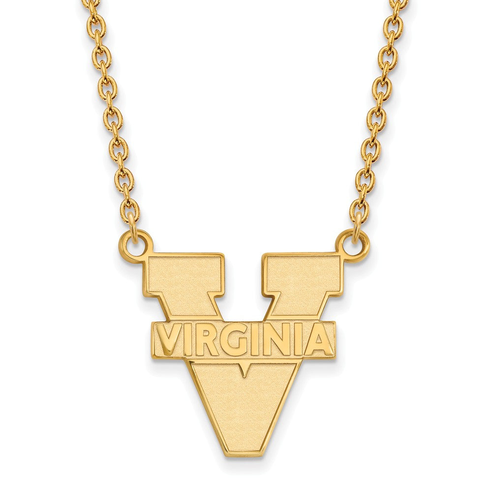 14k Gold Plated Silver U of Virginia Large &#39;V&#39; Logo Pendant Necklace, Item N12545 by The Black Bow Jewelry Co.