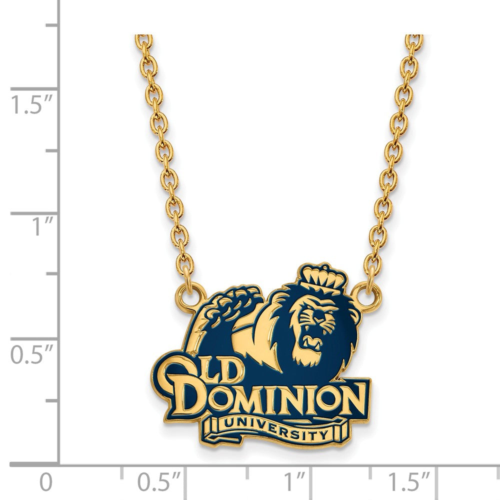 Alternate view of the 14k Gold Plated Silver Old Dominion U Lg Enamel Pendant Necklace by The Black Bow Jewelry Co.
