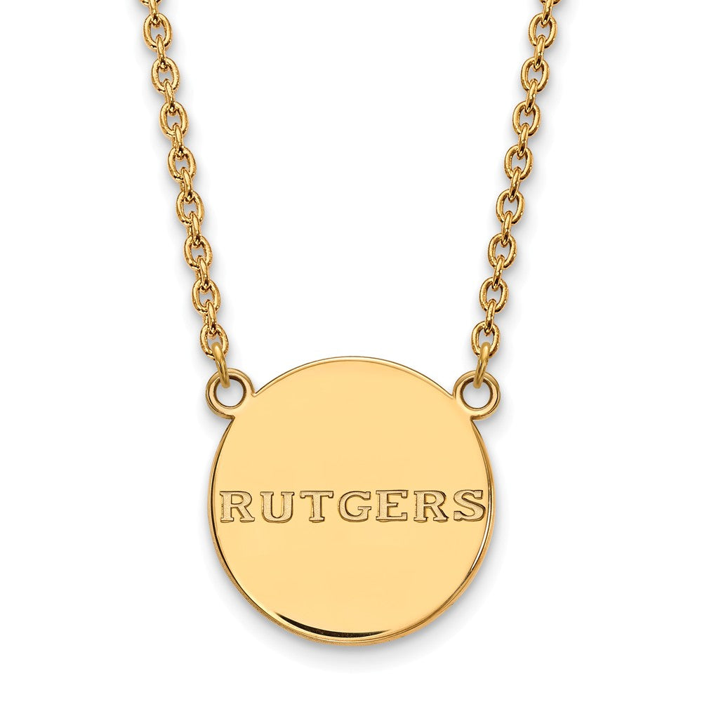 14k Gold Plated Silver Rutgers Large Polished Disc Necklace, Item N12562 by The Black Bow Jewelry Co.