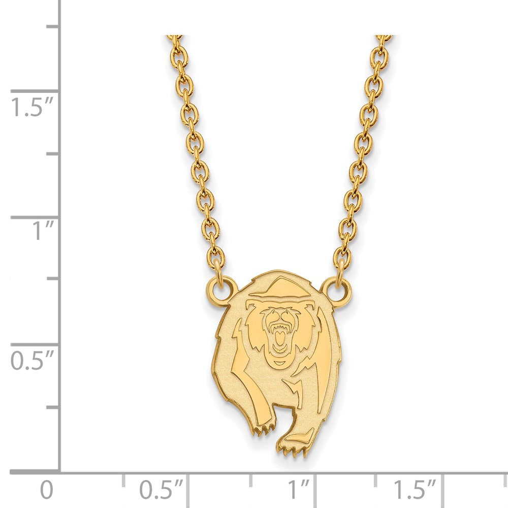 Alternate view of the 14k Gold Plated Silver U of Cal Berkeley Lg Pendant Necklace by The Black Bow Jewelry Co.