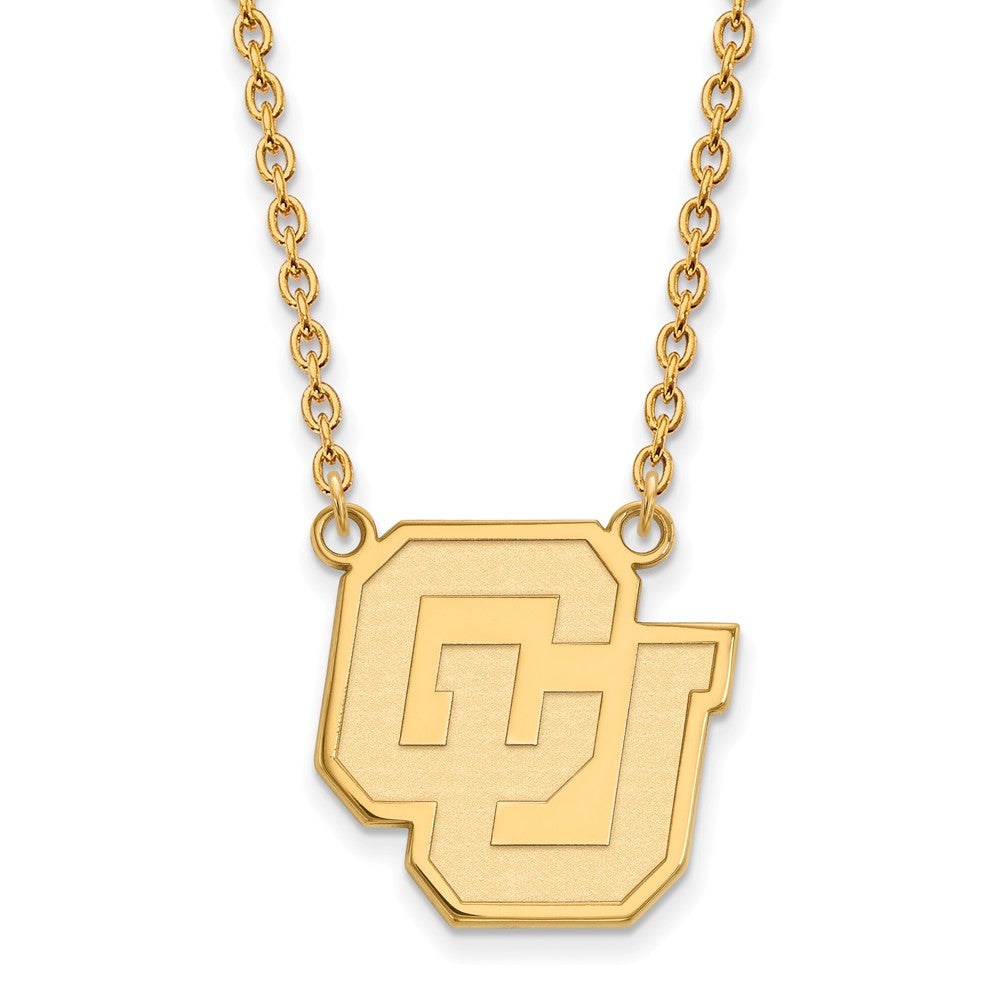 14k Gold Plated Silver U of Colorado Large Pendant Necklace, Item N12571 by The Black Bow Jewelry Co.