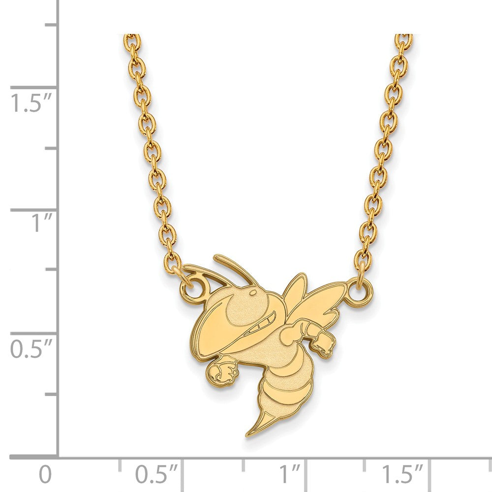 Alternate view of the 14k Gold Plated Silver Georgia Tech Large Pendant Necklace by The Black Bow Jewelry Co.