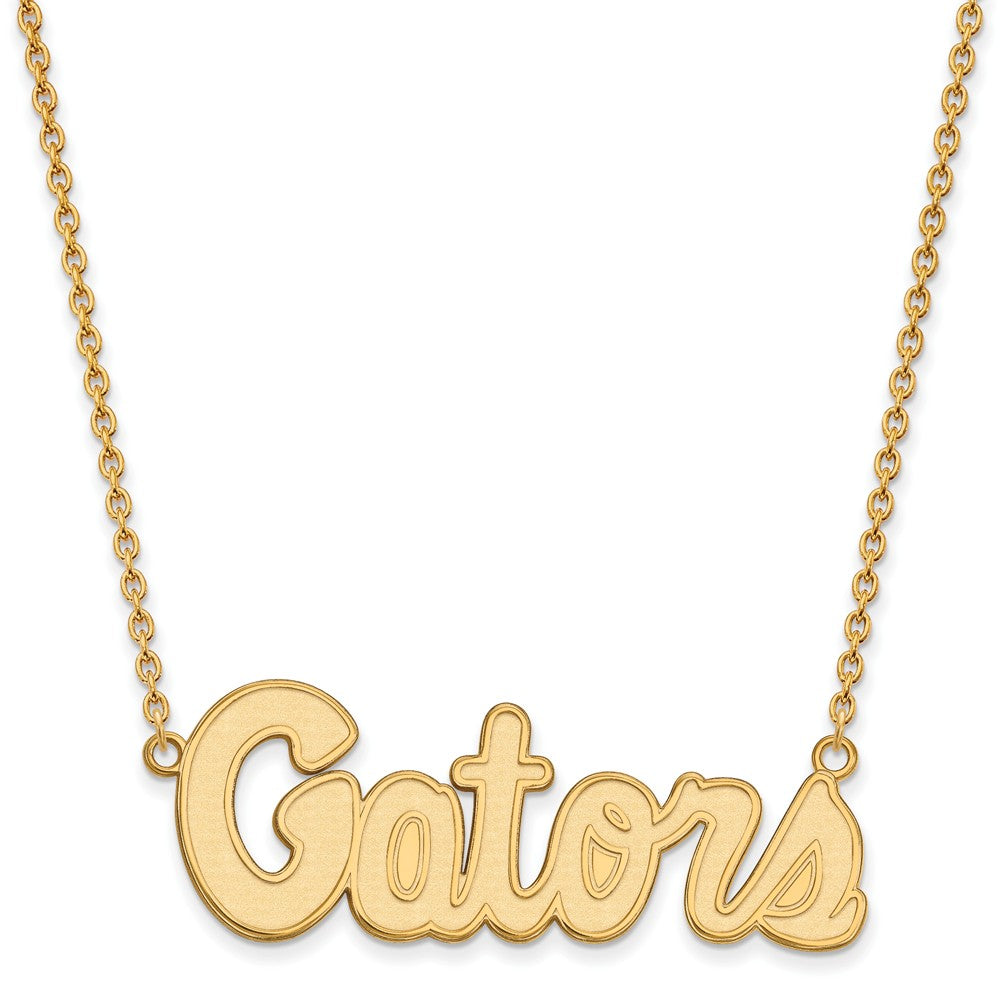 14k Gold Plated Silver U of Florida Large Gators Pendant Necklace, Item N12591 by The Black Bow Jewelry Co.