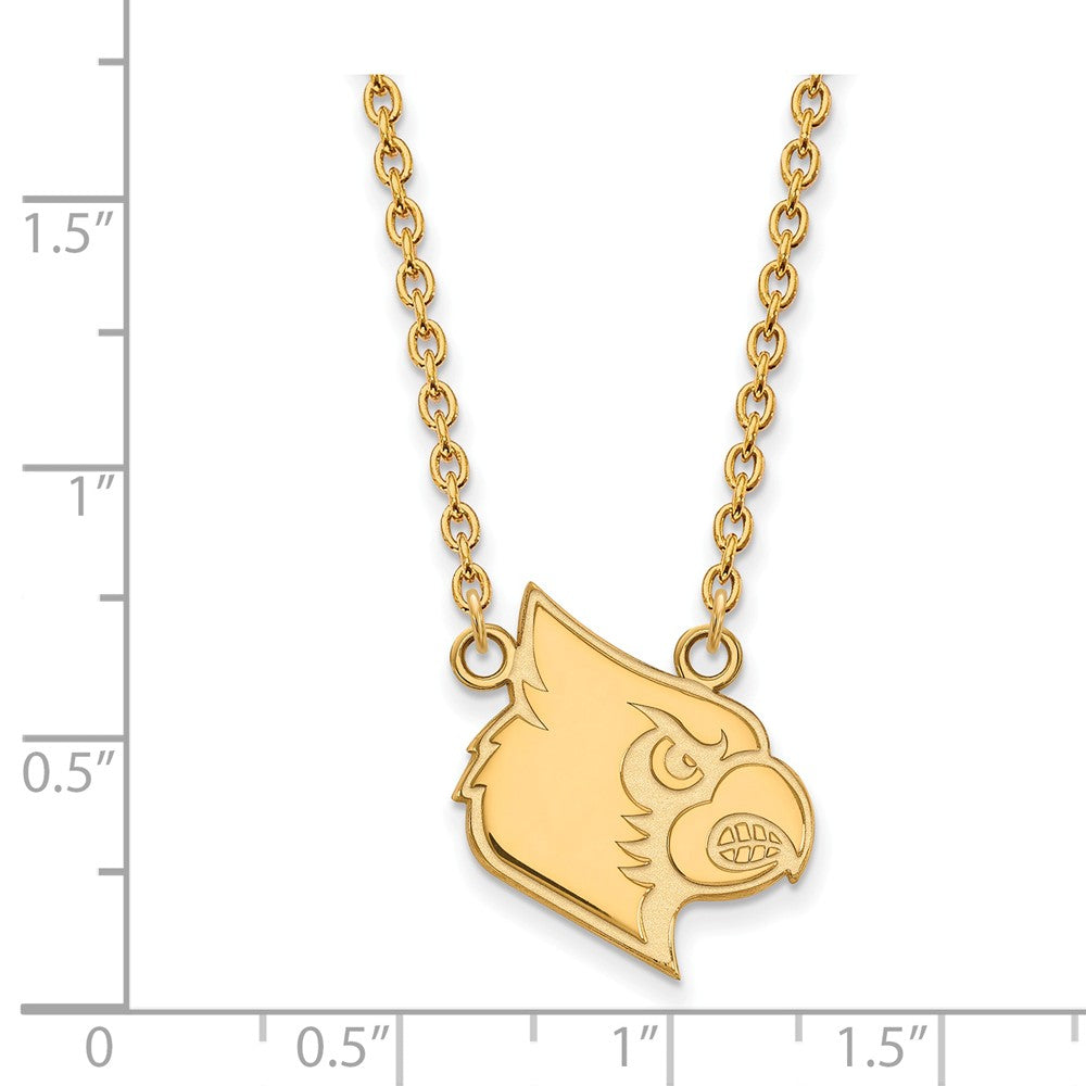 Alternate view of the 14k Gold Plated Silver U of Louisville Large Pendant Necklace by The Black Bow Jewelry Co.