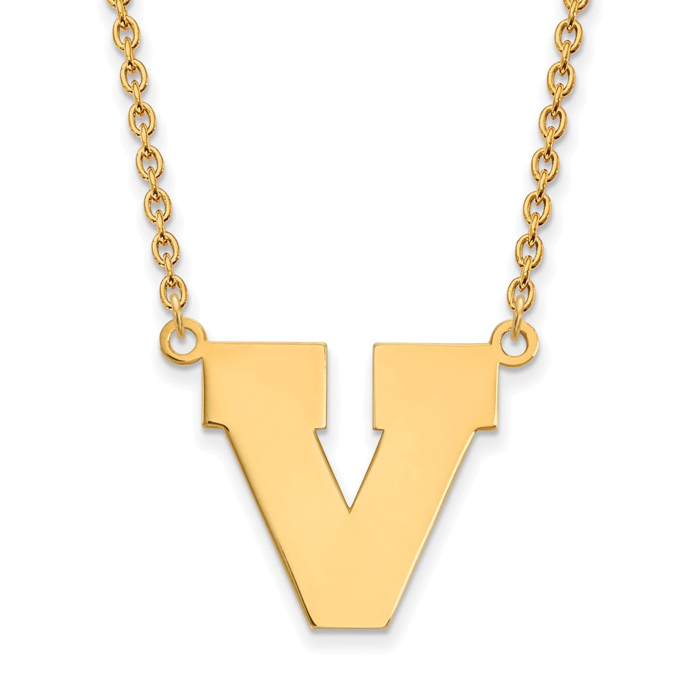 14k Gold Plated Silver U of Virginia Large Initial V Pendant Necklace, Item N12606 by The Black Bow Jewelry Co.
