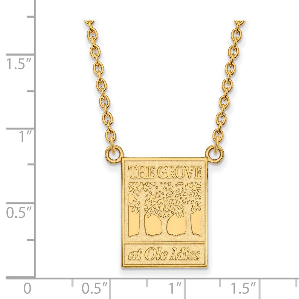 Alternate view of the 14k Gold Plated Silver U of Mississippi Large Pendant Necklace by The Black Bow Jewelry Co.