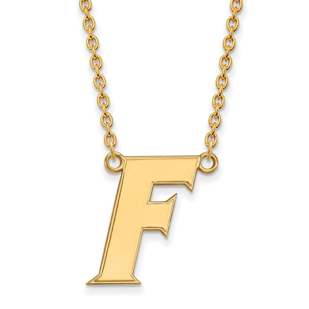 14k Gold Plated Silver U of Florida Large Initial F Pendant Necklace, Item N12624 by The Black Bow Jewelry Co.
