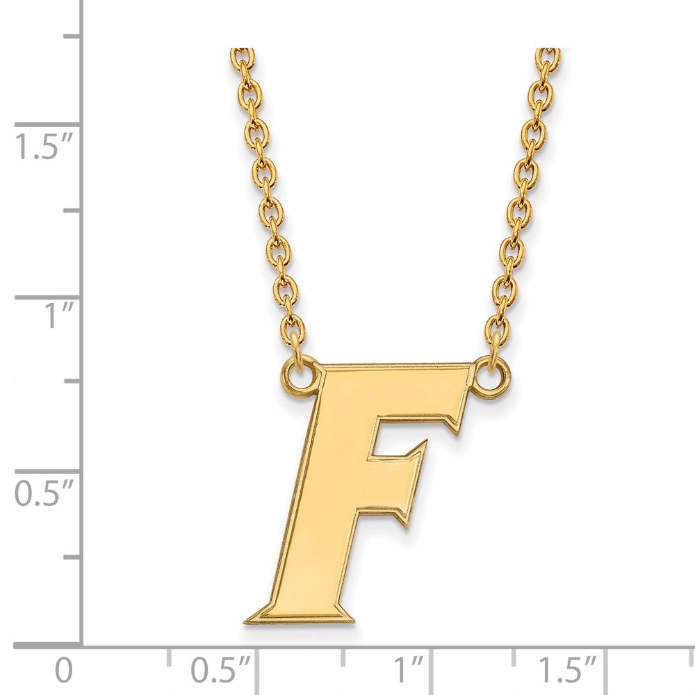Alternate view of the 14k Gold Plated Silver U of Florida Large Initial F Pendant Necklace by The Black Bow Jewelry Co.