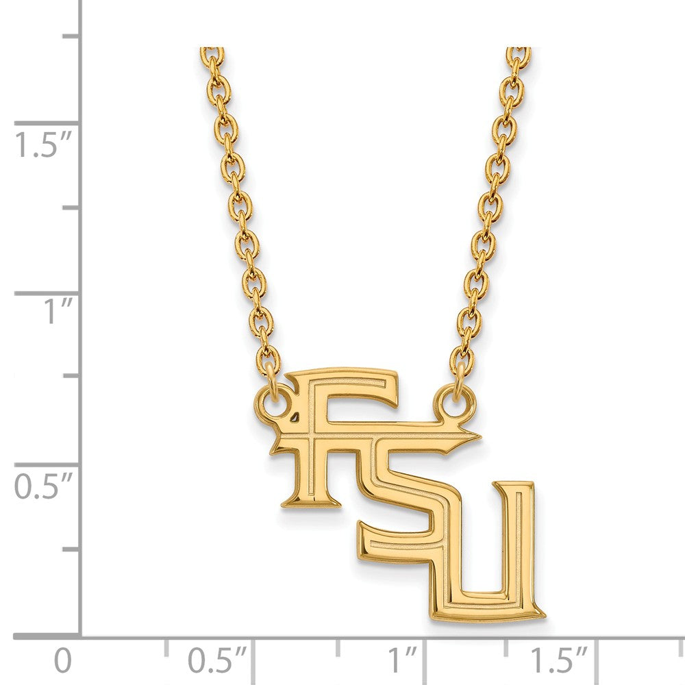 Alternate view of the 14k Gold Plated Silver Florida State Large Pendant Necklace by The Black Bow Jewelry Co.