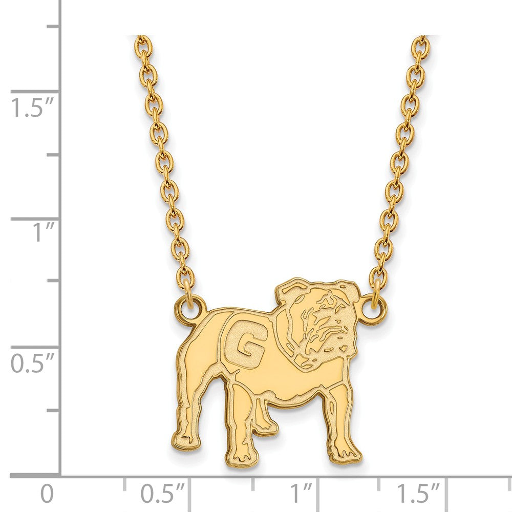 Alternate view of the 14k Gold Plated Silver U of Georgia Large Pendant Necklace by The Black Bow Jewelry Co.