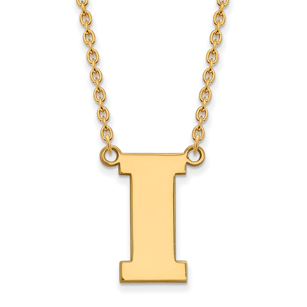 14k Gold Plated Silver U of Iowa Large Initial I Pendant Necklace, Item N12629 by The Black Bow Jewelry Co.