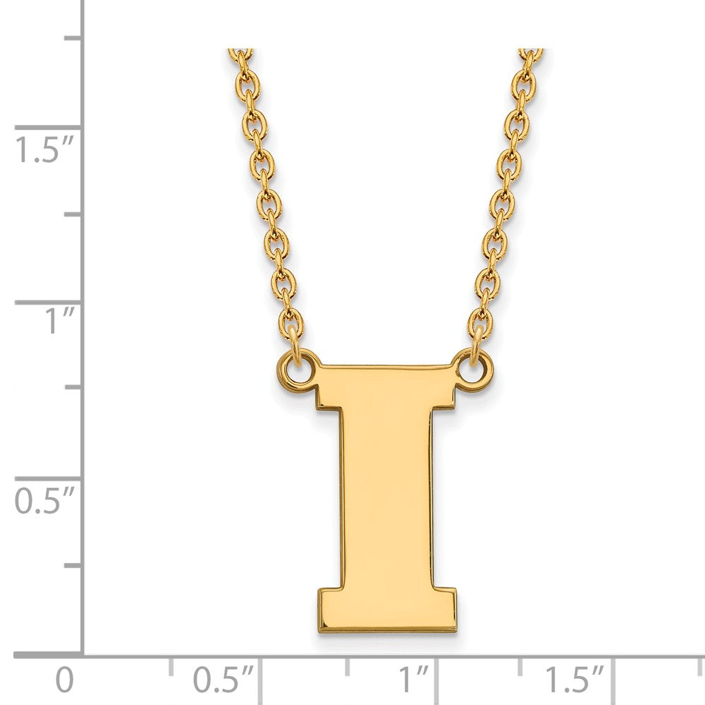 Alternate view of the 14k Gold Plated Silver U of Iowa Large Initial I Pendant Necklace by The Black Bow Jewelry Co.