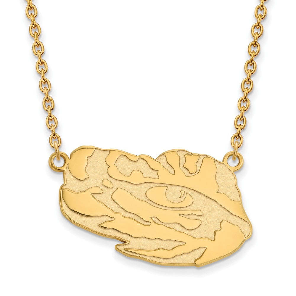 LogoArt 14K Gold Plated Silver Louisiana State Large Pendant Necklace