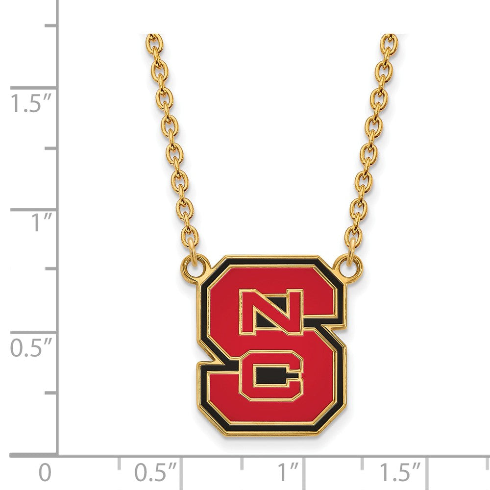 Alternate view of the 14k Gold Plated Silver North Carolina Lg Enamel Pendant Necklace by The Black Bow Jewelry Co.