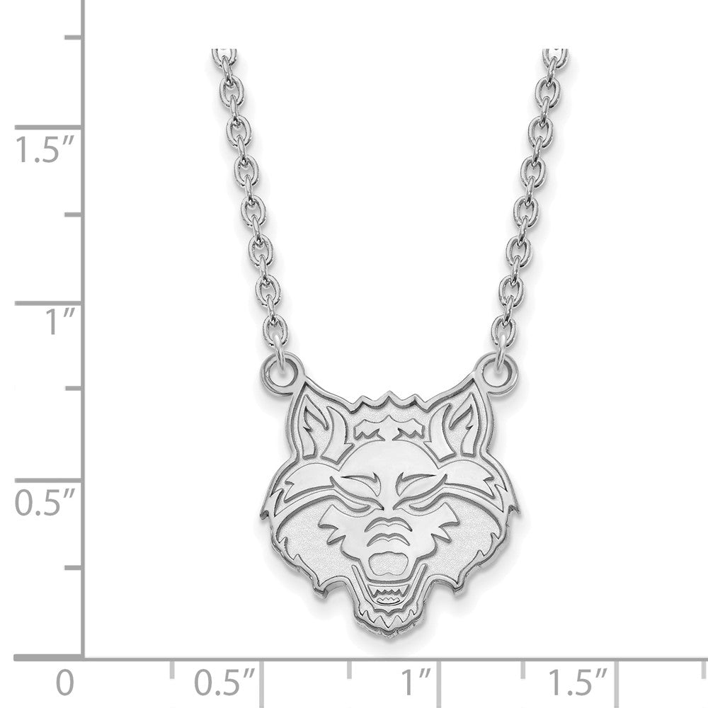 Alternate view of the Sterling Silver Arkansas State Large Mascot Pendant Necklace by The Black Bow Jewelry Co.