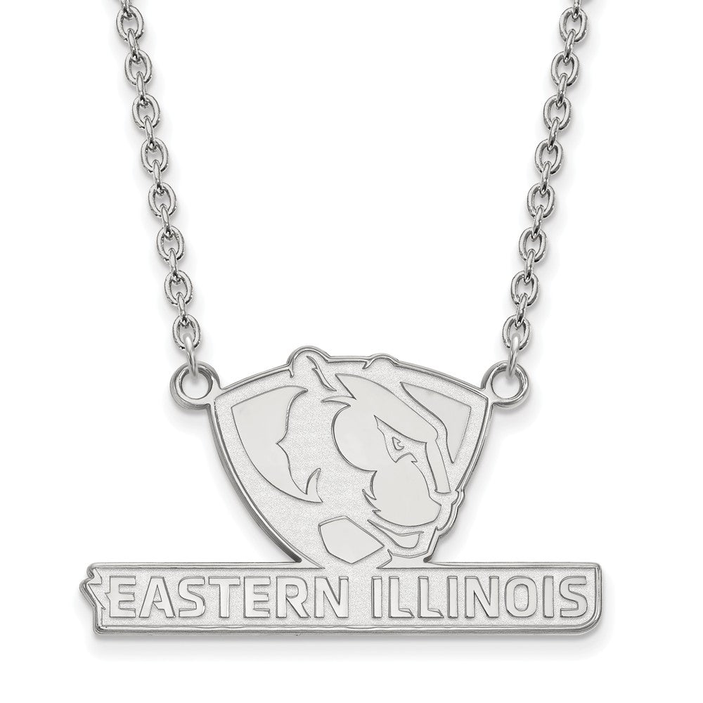 Sterling Silver Eastern Illinois U Large Logo Pendant Necklace, Item N12664 by The Black Bow Jewelry Co.