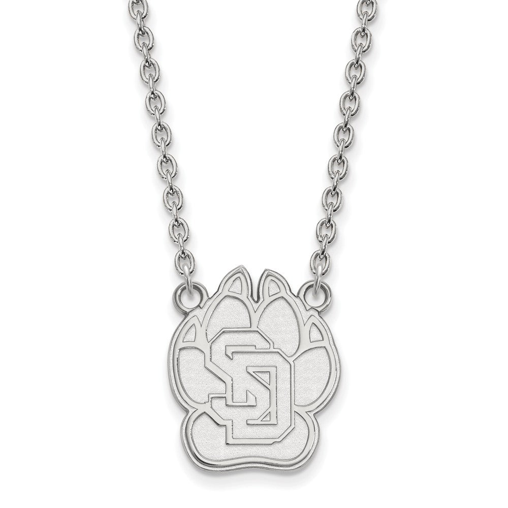 Sterling Silver South Dakota Large &#39;SD&#39; Paw Pendant Necklace, Item N12678 by The Black Bow Jewelry Co.