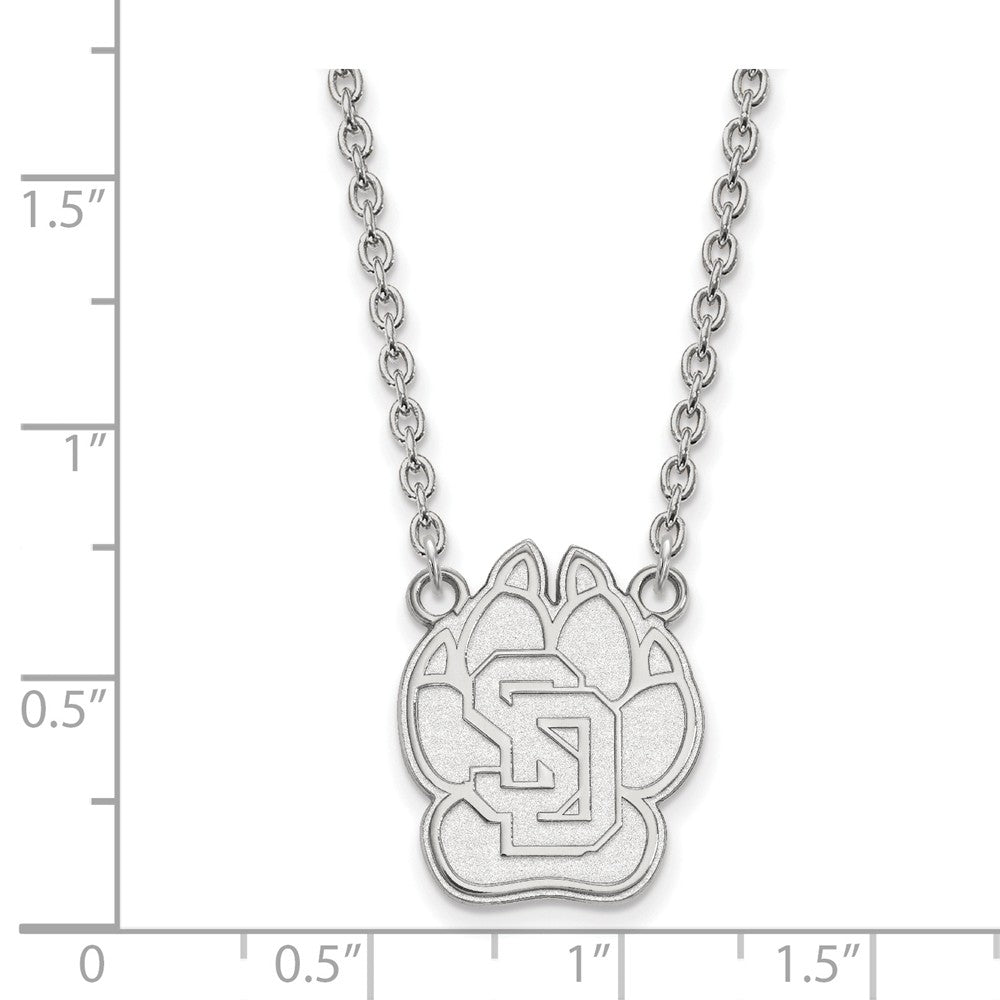 Alternate view of the Sterling Silver South Dakota Large &#39;SD&#39; Paw Pendant Necklace by The Black Bow Jewelry Co.
