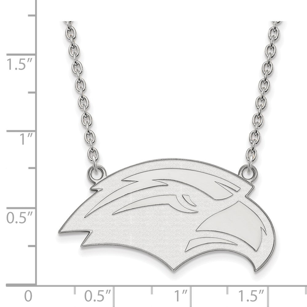 Alternate view of the Sterling Silver Southern Miss Large Mascot Pendant Necklace by The Black Bow Jewelry Co.