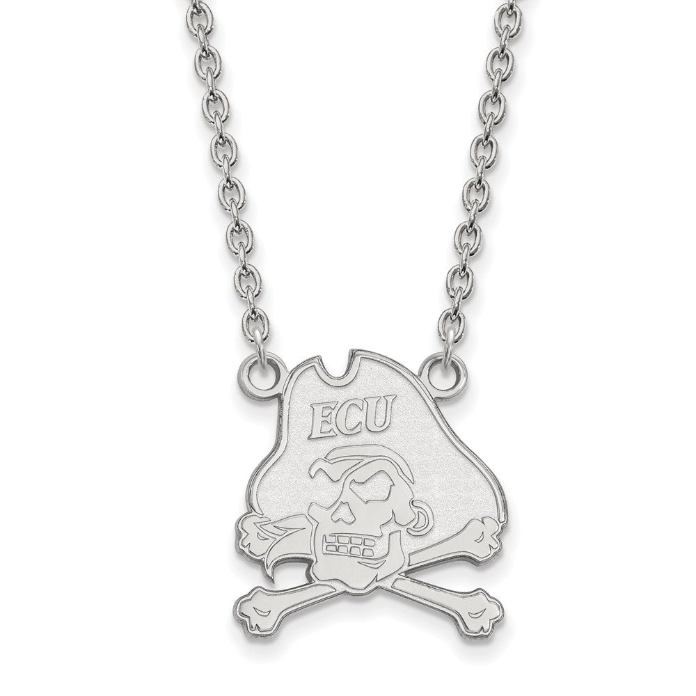 Sterling Silver East Carolina U Large Pirate Pendant Necklace, Item N12735 by The Black Bow Jewelry Co.