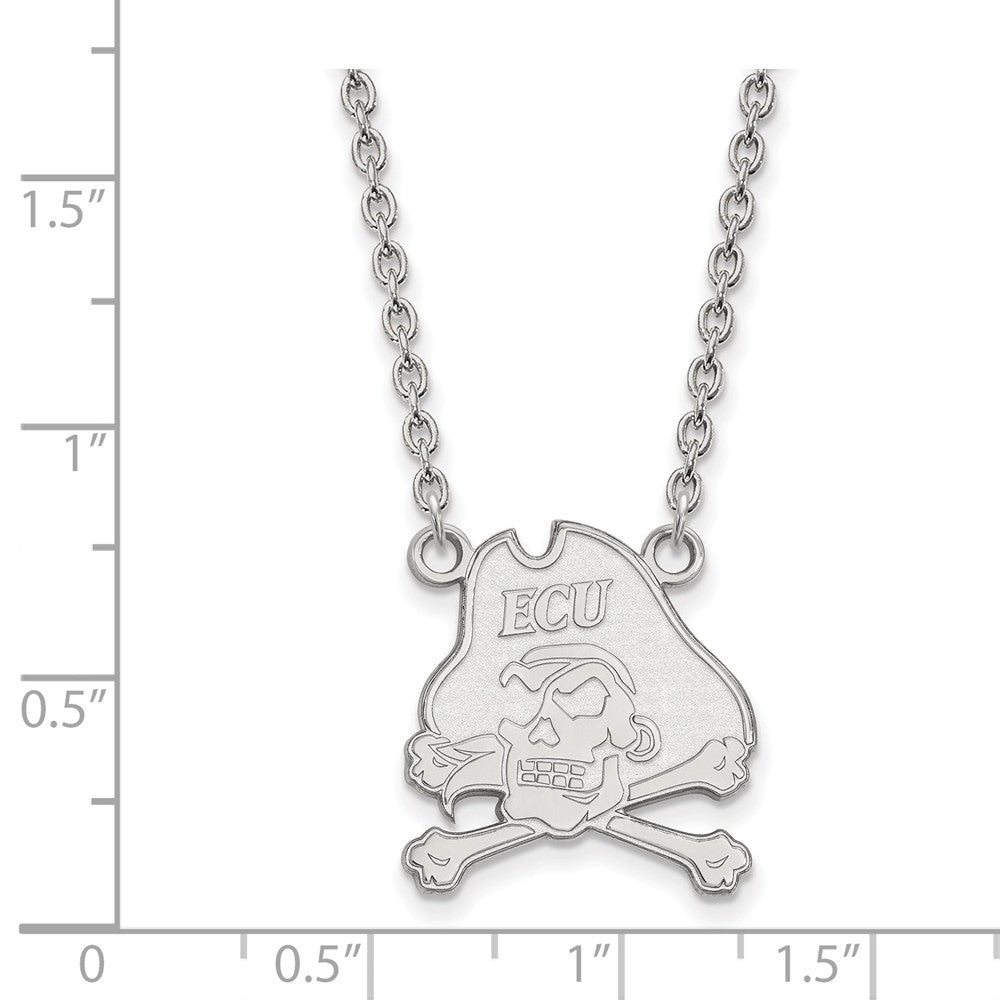 Alternate view of the Sterling Silver East Carolina U Large Pirate Pendant Necklace by The Black Bow Jewelry Co.