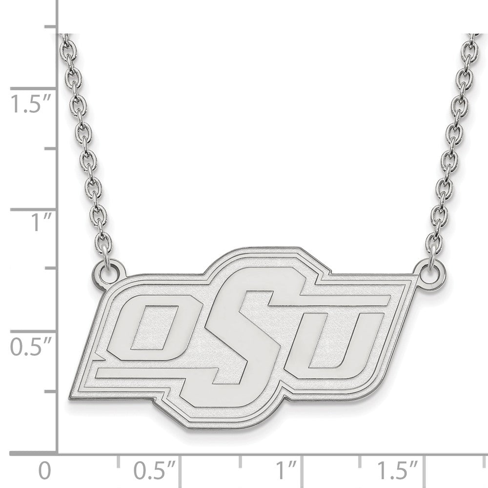 Alternate view of the Sterling Silver Oklahoma State OSU Large Pendant Necklace by The Black Bow Jewelry Co.