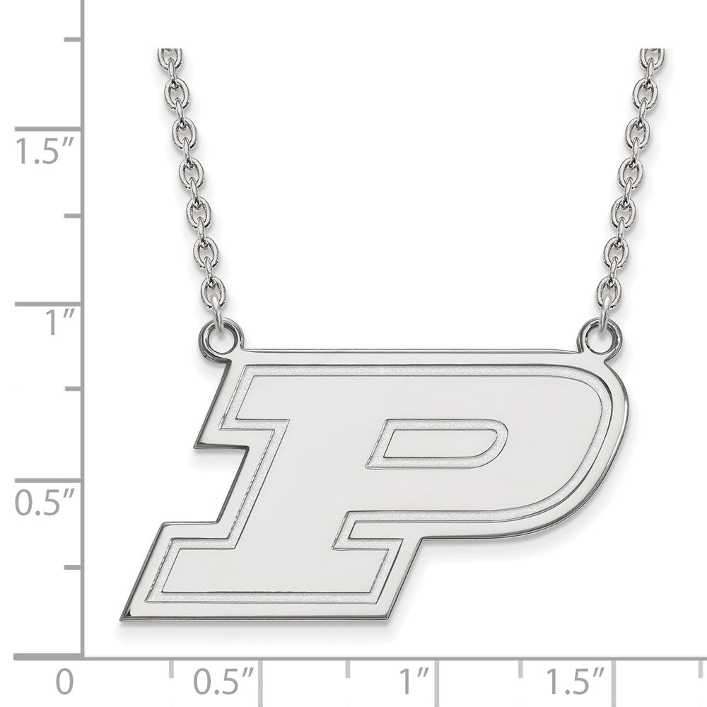 Alternate view of the Sterling Silver Purdue Large Initial P Pendant Necklace by The Black Bow Jewelry Co.