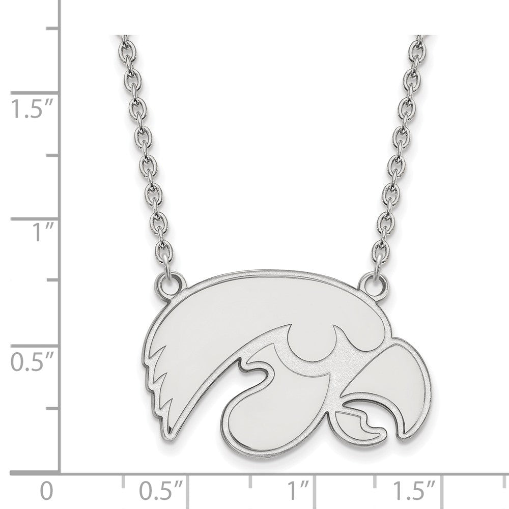 Alternate view of the Sterling Silver U of Iowa Large Hawkeye Pendant Necklace by The Black Bow Jewelry Co.